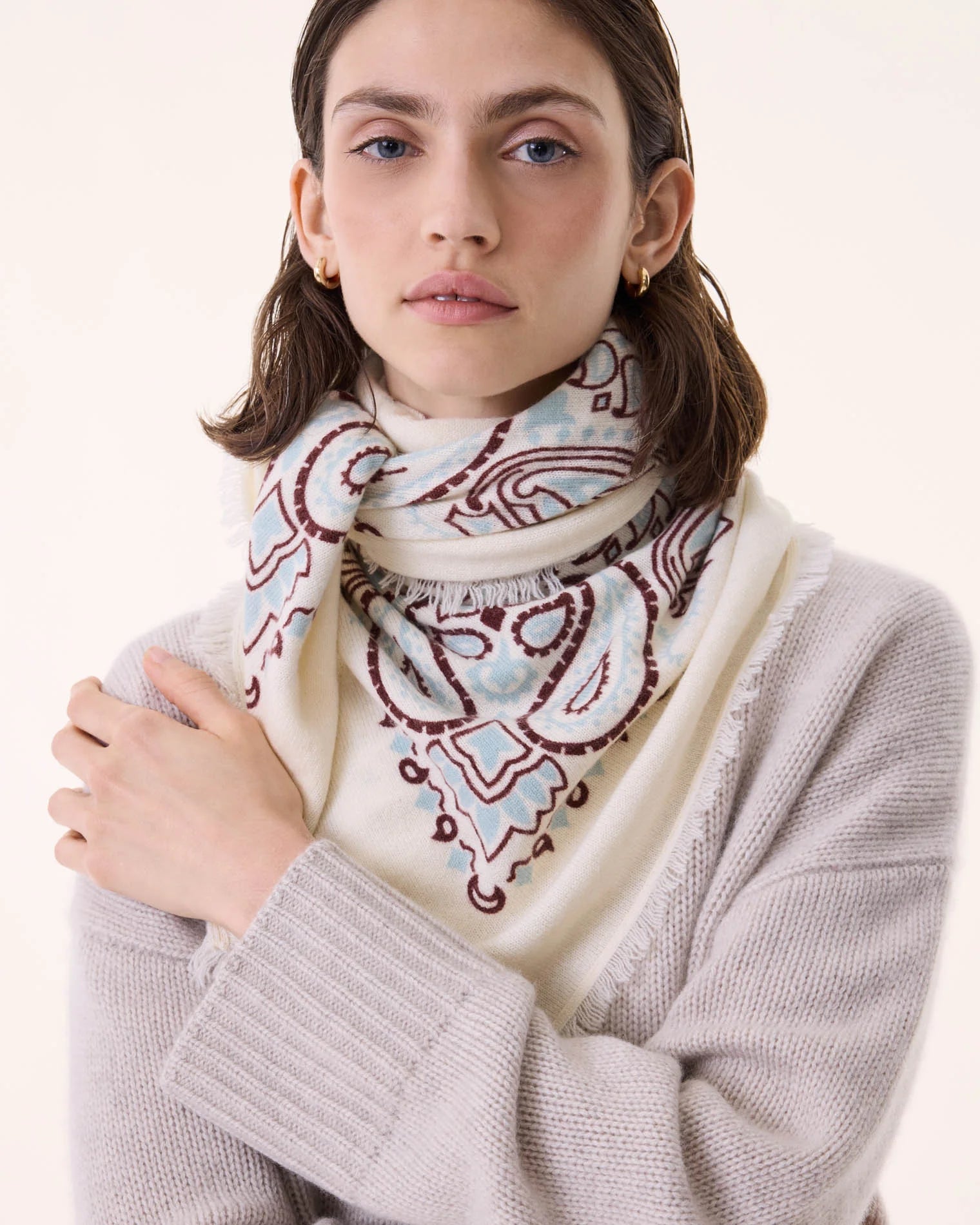 Kujten Bandana Large Bordeaux Printed